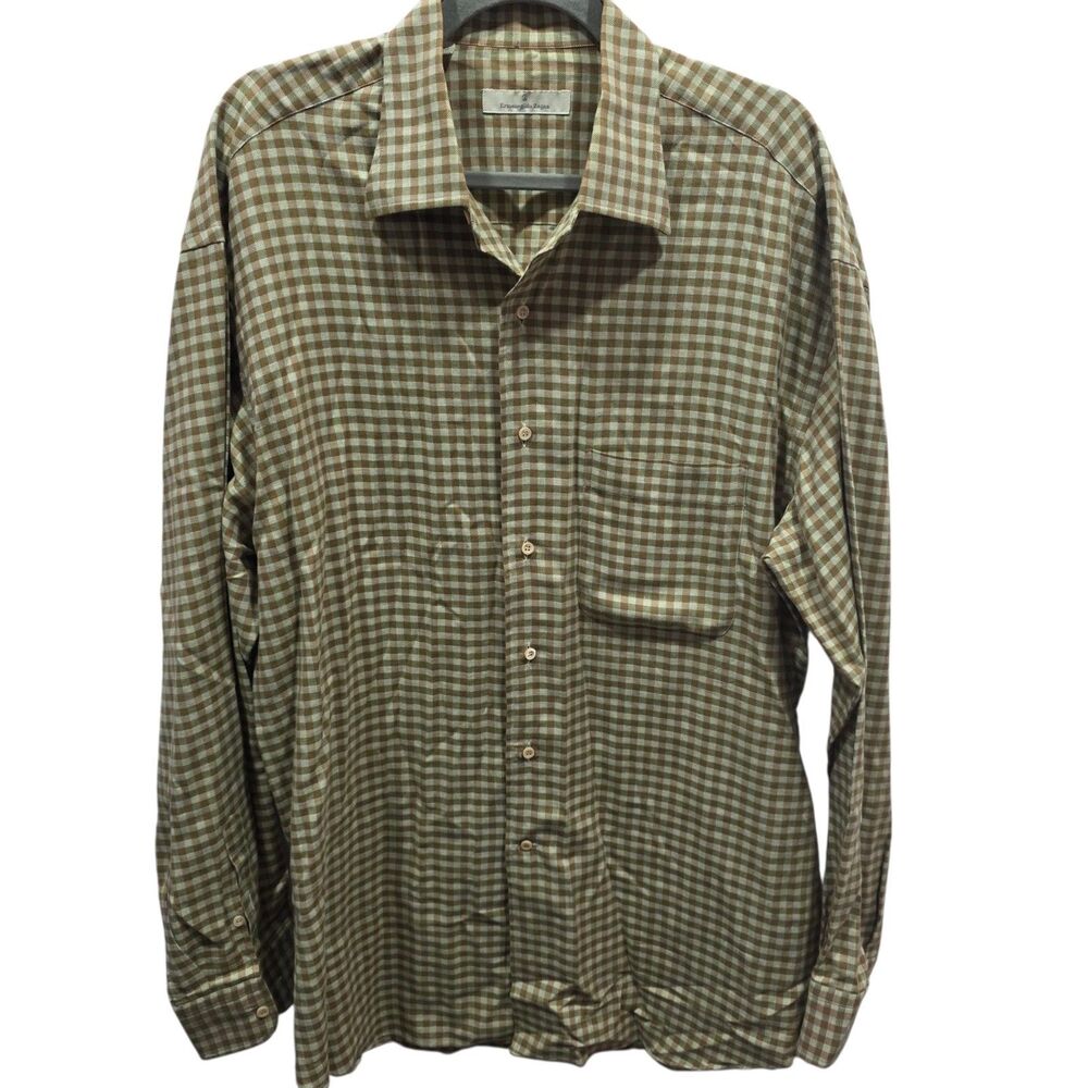 Ermenegildo Zegna Check Shirt Wool Blend Spain Quiet Luxury 17 34‎ L